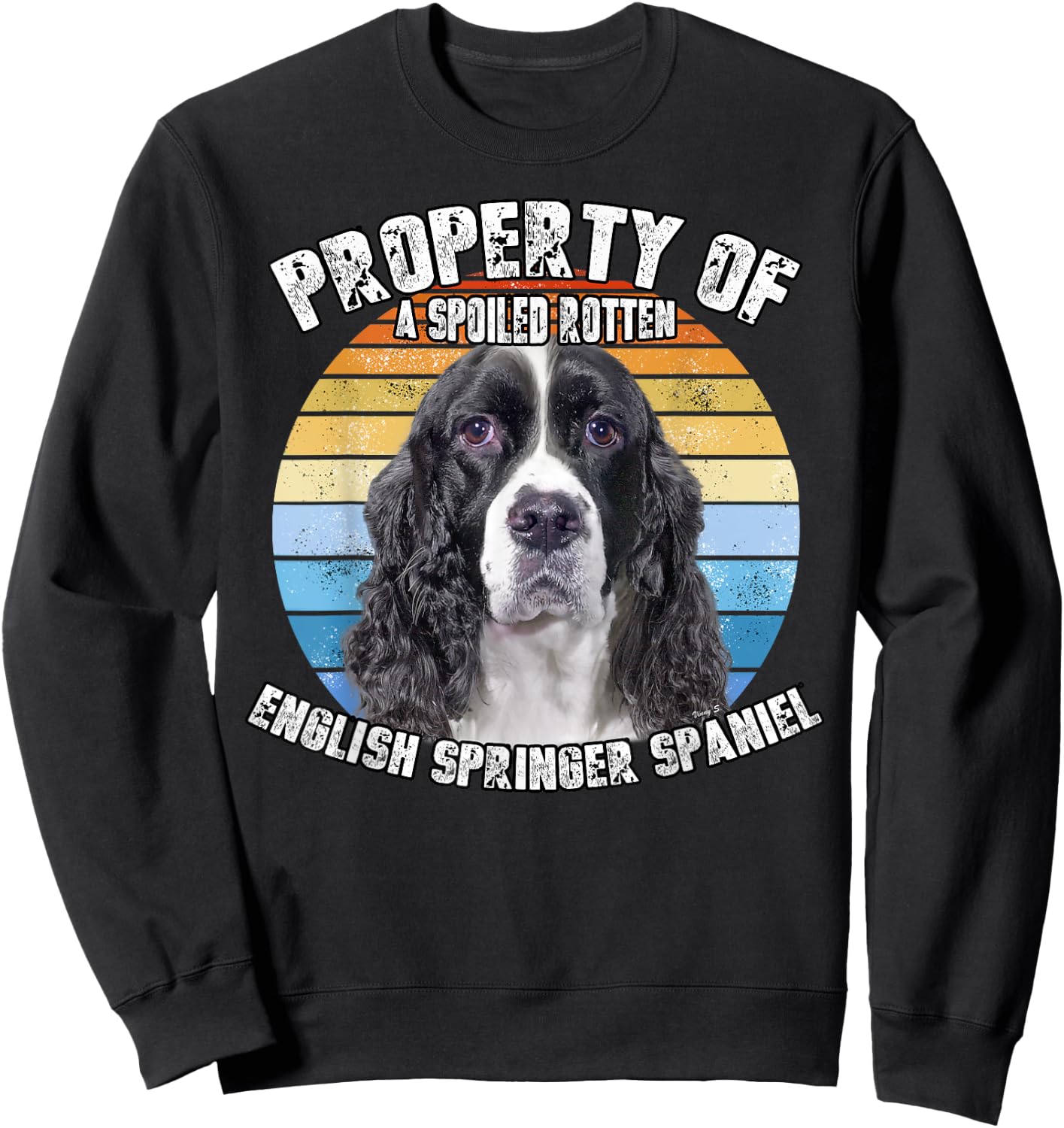 English Springer Spaniel Black Retro Property Of Sweatshirt - Sweatshirt | Black