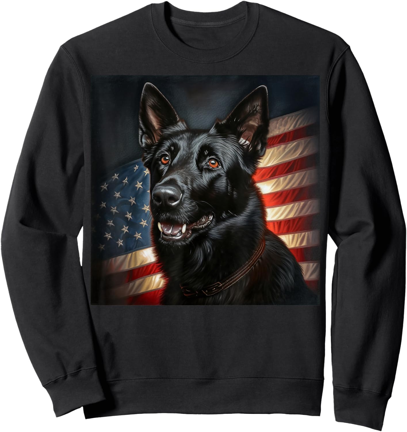 Black German Shepherd Awesome Patriotic USA Flag Portrait Sweatshirt - Sweatshirt | Black