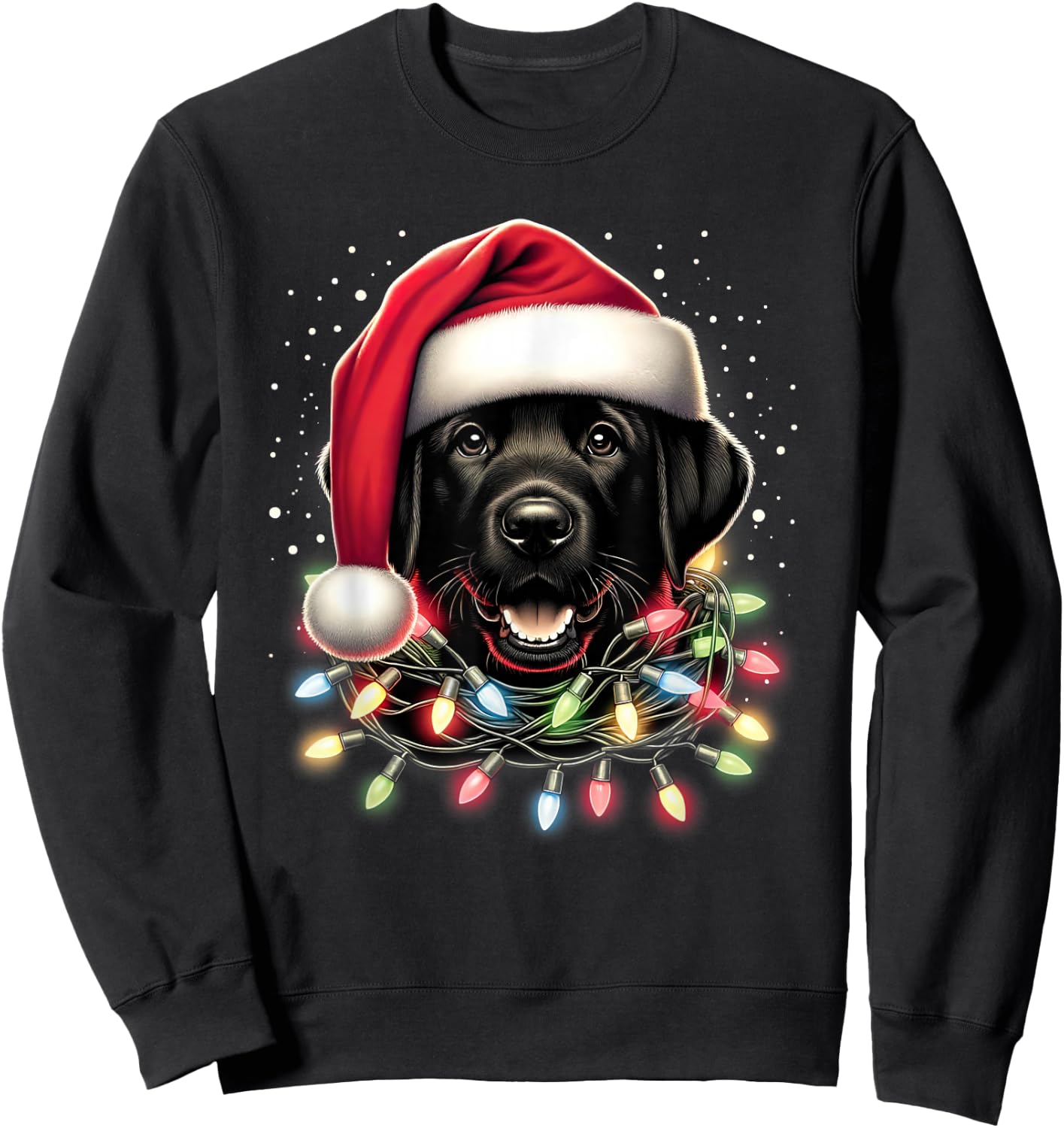 Black Lab Labrador Christmas Tree Light Pajama Dog Xmas Sweatshirt - Sweatshirt | Black