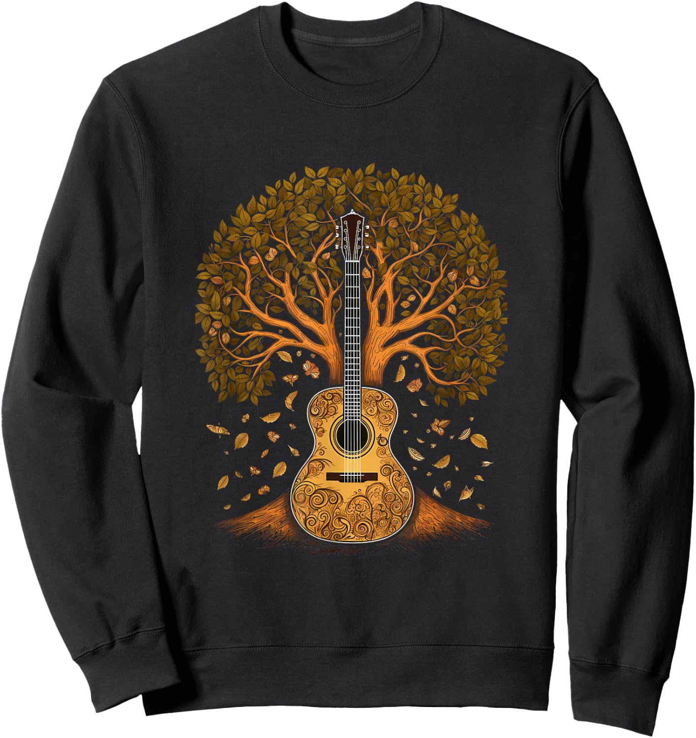 Acoustic Guitar Tree of Life, Guitar Tree Sweatshirt - Sweatshirt | Black
