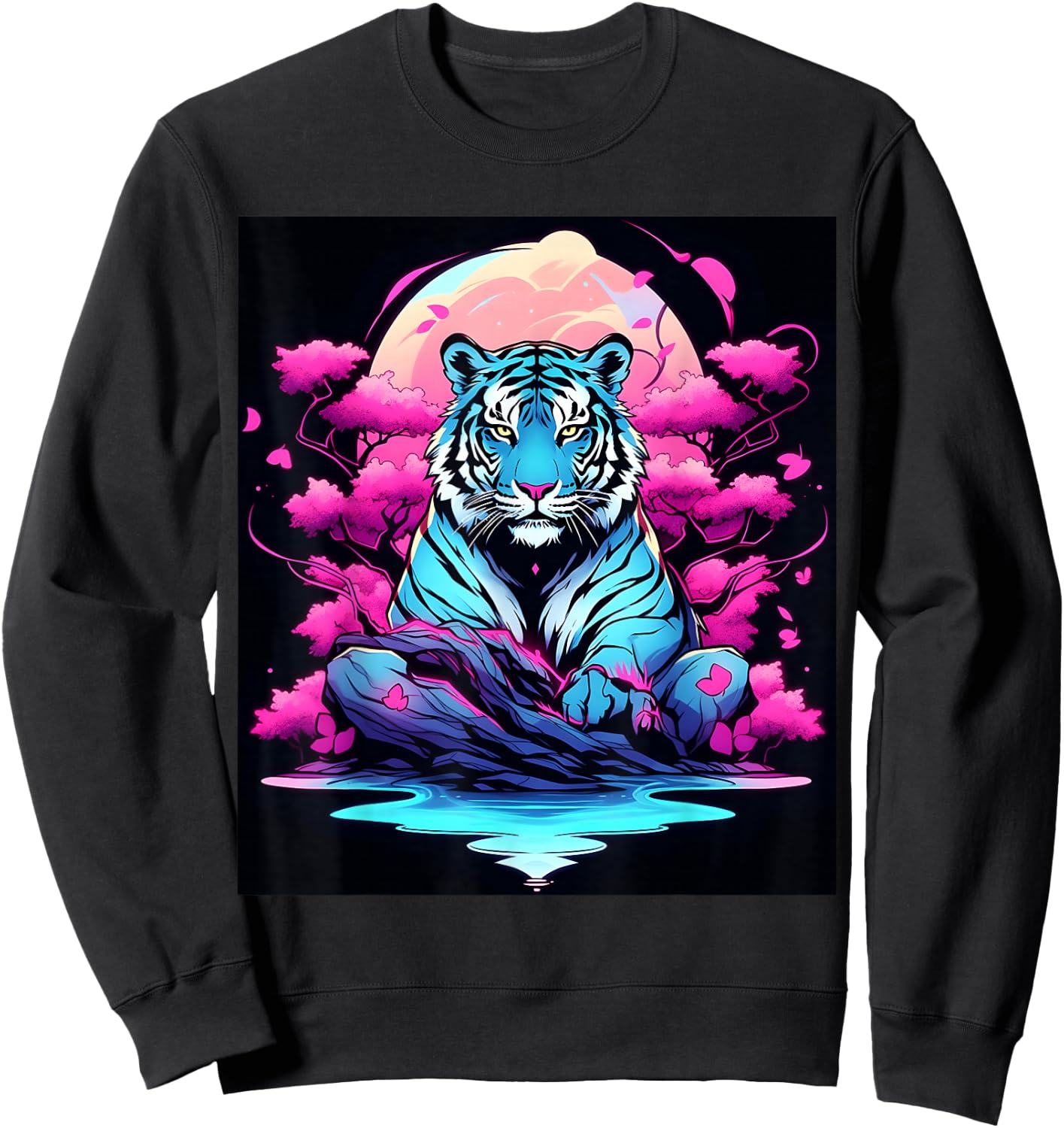 Graphic Showcasing a Striking Tiger in the Darkness Sweatshirt - Sweatshirt | Black