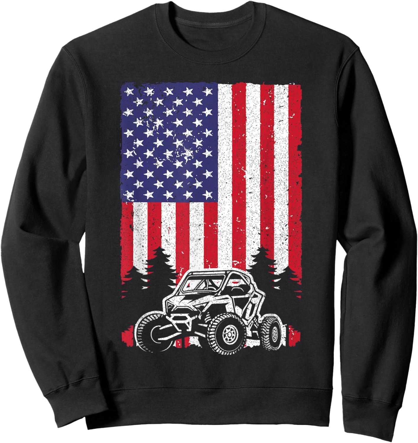 SxS Women Offroad Mud Riding 4th of July US Flag Sweatshirt - Sweatshirt | Black