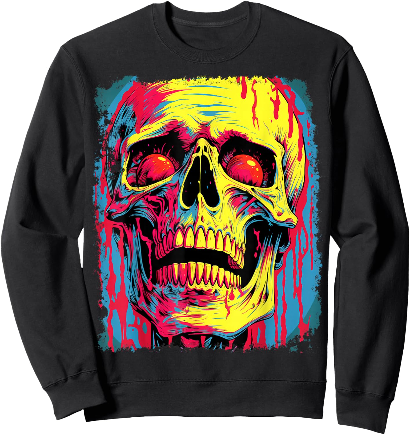 Pop Art Skeleton Anatomy Scary Halloween Sweatshirt - Sweatshirt | Black