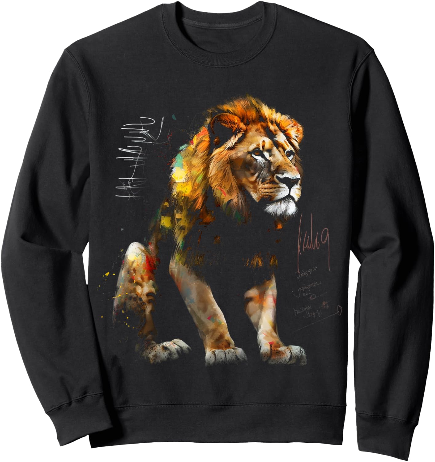 Lion Art - Animal Lovers Motif Artwork Animal Lion Sweatshirt - Sweatshirt | Black