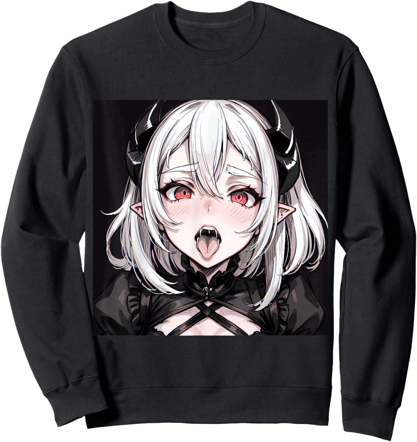 Lewd Anime Devil Girl Hentai Waifu Sweatshirt - Sweatshirt | Black