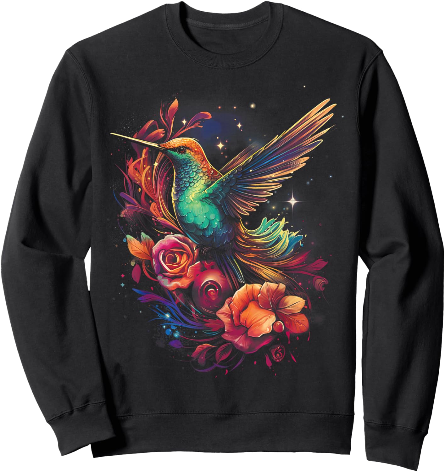 Hummingbird Flower Bird lover Animal Sweatshirt - Sweatshirt | Black