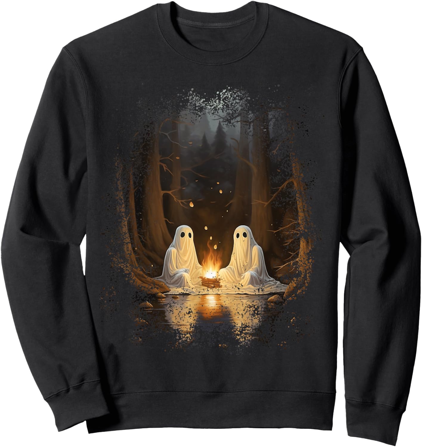 Vintage Ghost Campfire Camping Gothic Halloween Sweatshirt - Sweatshirt | Black