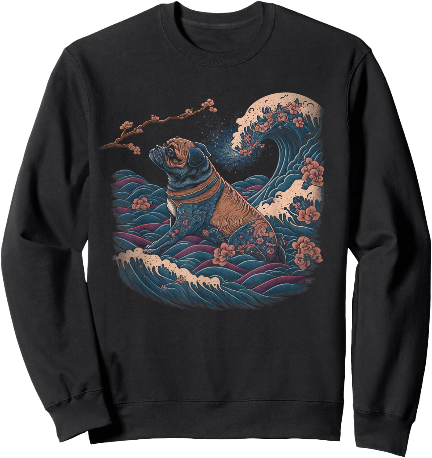 Surrealism Japanese Painting Chug dog Sweatshirt - Sweatshirt | Black