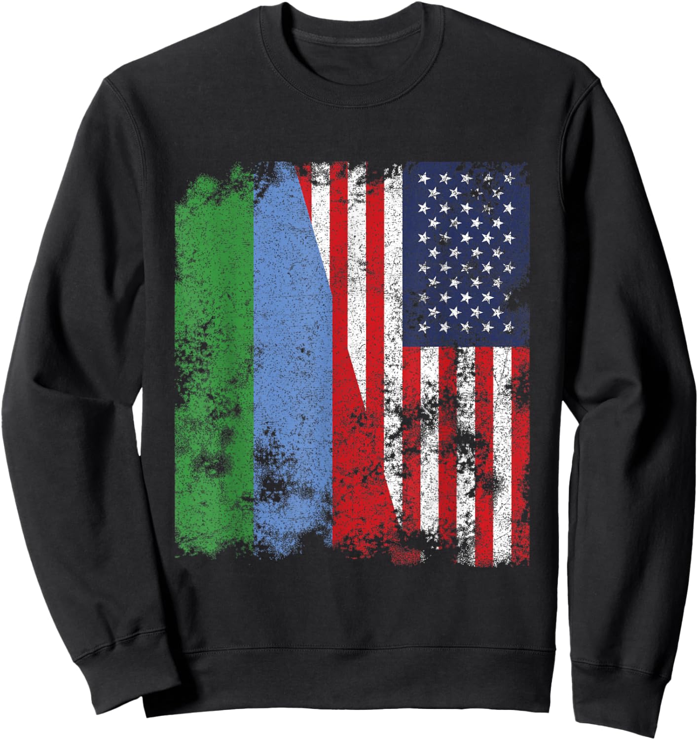 Dagestan USA Flag Distressed - Half American Sweatshirt - Sweatshirt | Black