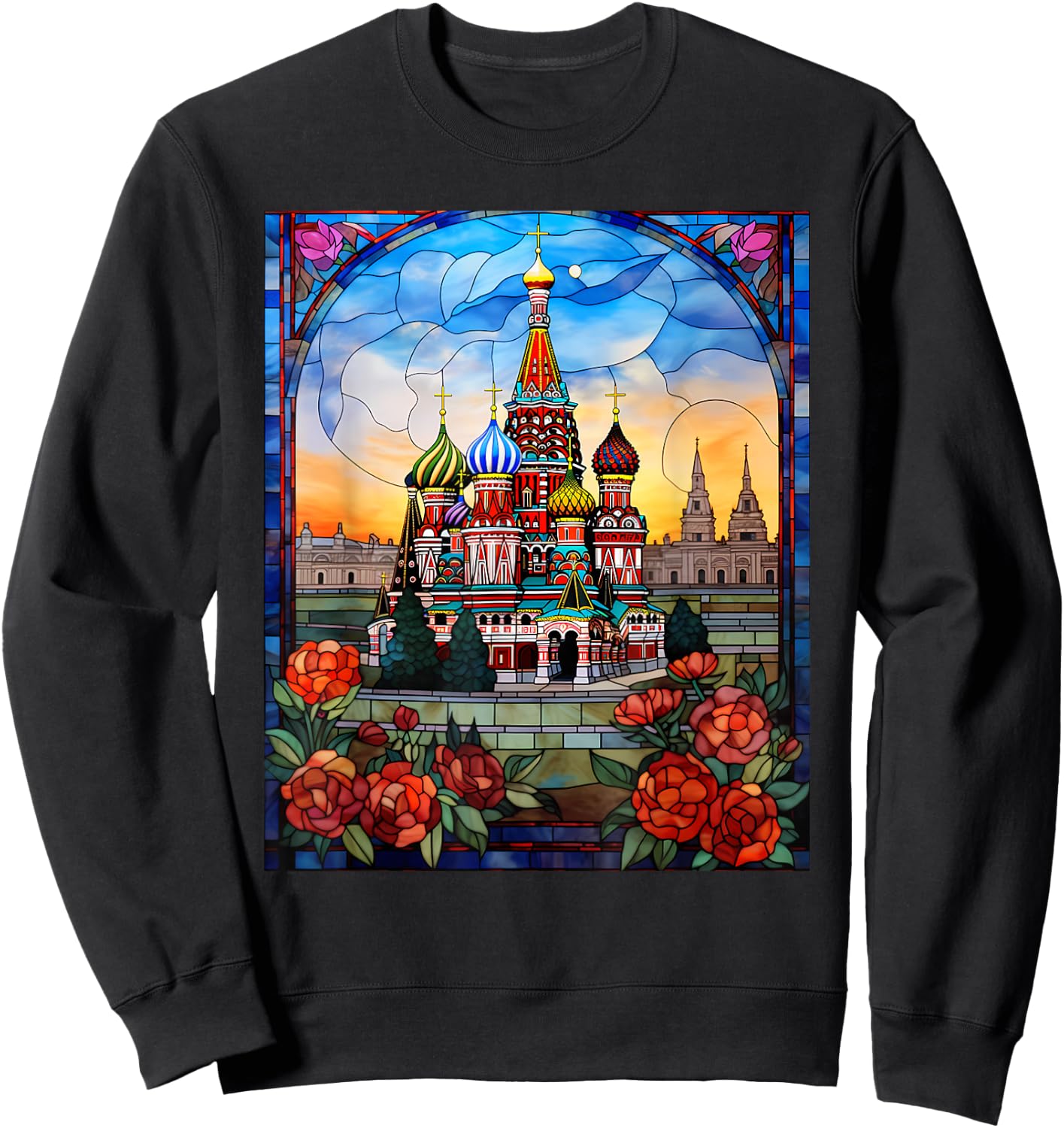 Stained Glass Style Red Square Moscow Russia Sweatshirt - Sweatshirt | Black