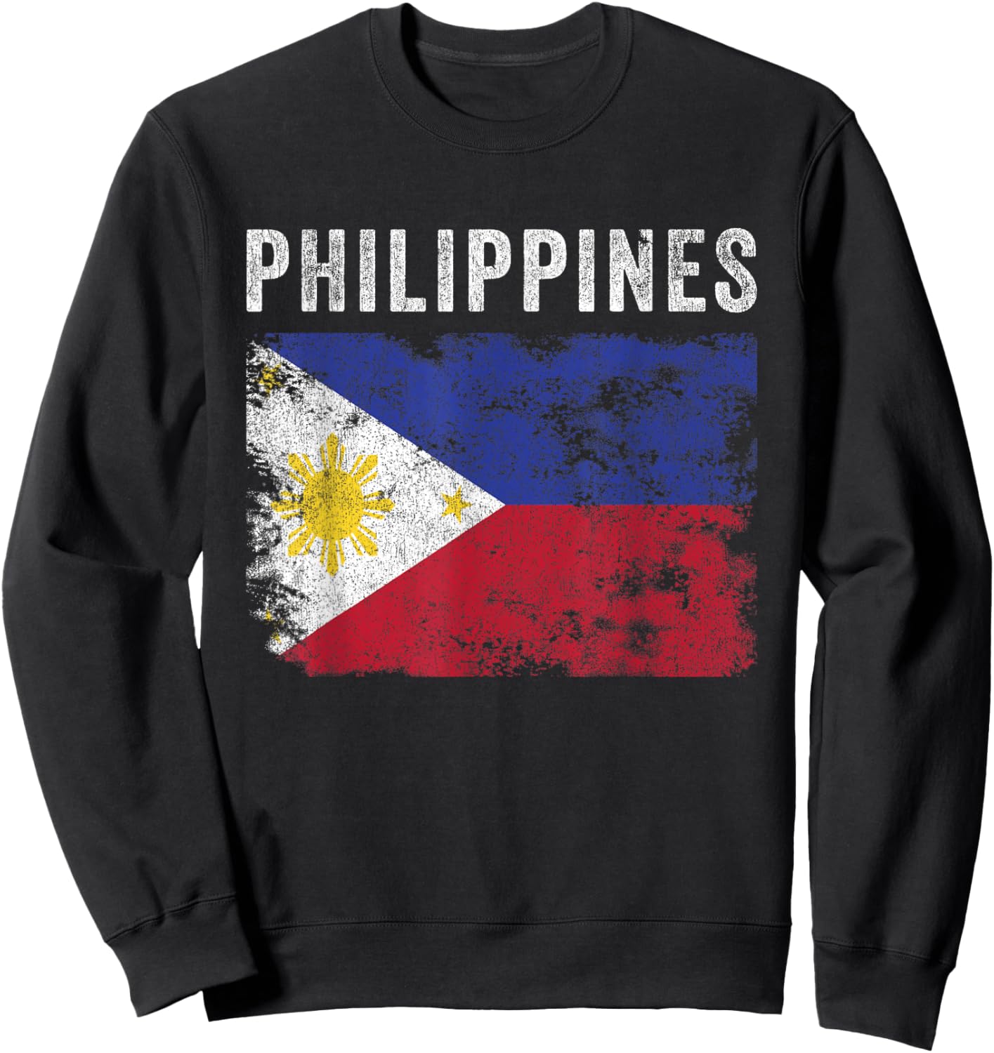 Philippines Flag Distressed - Men Women Kids - Filipino Flag Sweatshirt - Sweatshirt | Black
