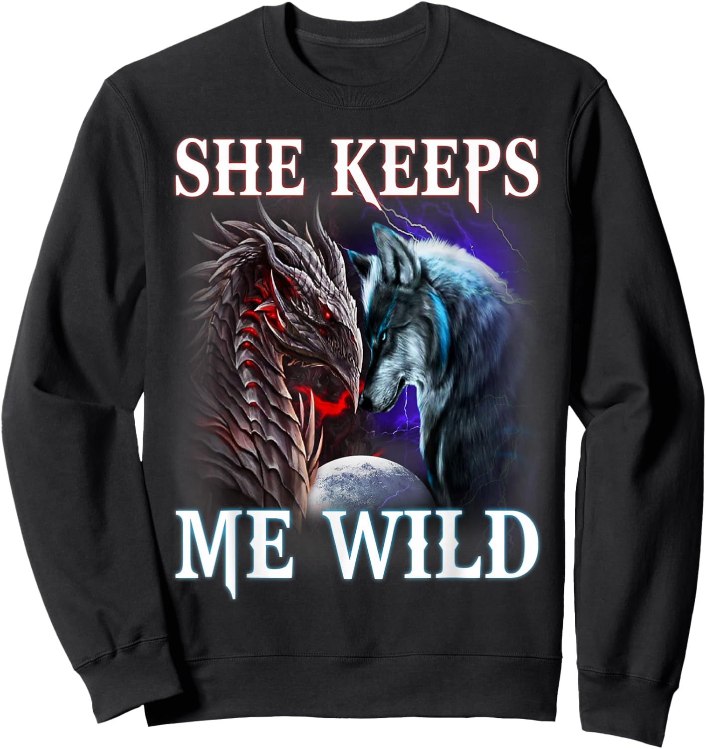 He Keeps me safe - She keeps me wild Couple Wolves Sweatshirt - Sweatshirt | Black