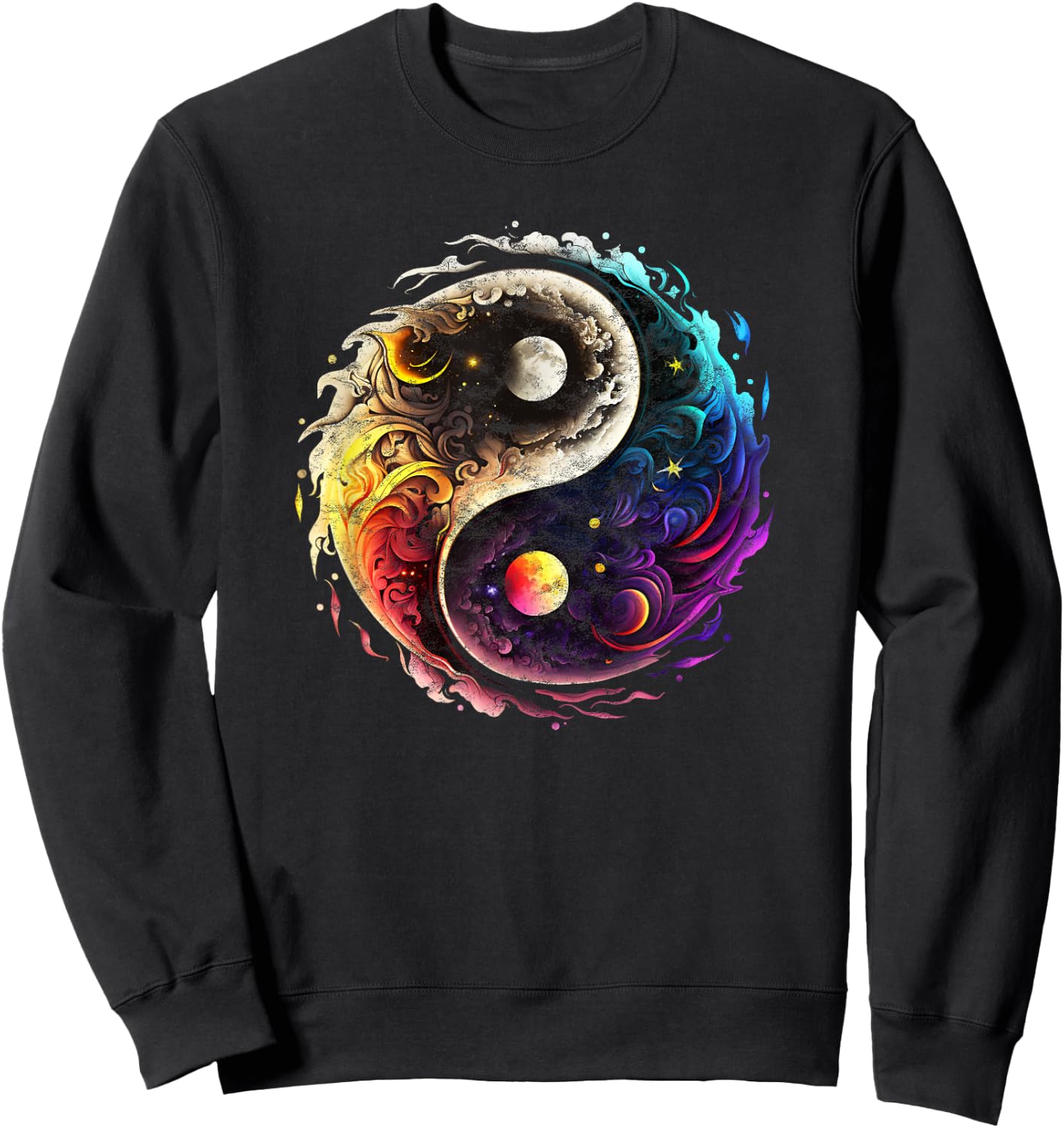 Yin Yang, sun, moon, universe, Tai chi, Qigong, yoga, Taoism Sweatshirt - Sweatshirt | Black