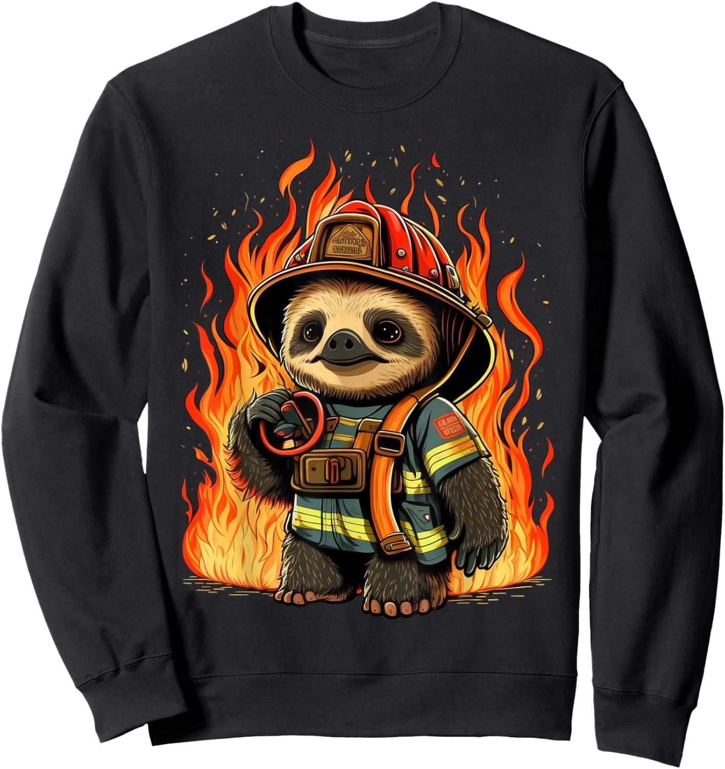 Sloth Fireman on Firefighter Sloth Sweatshirt - Sweatshirt | Black