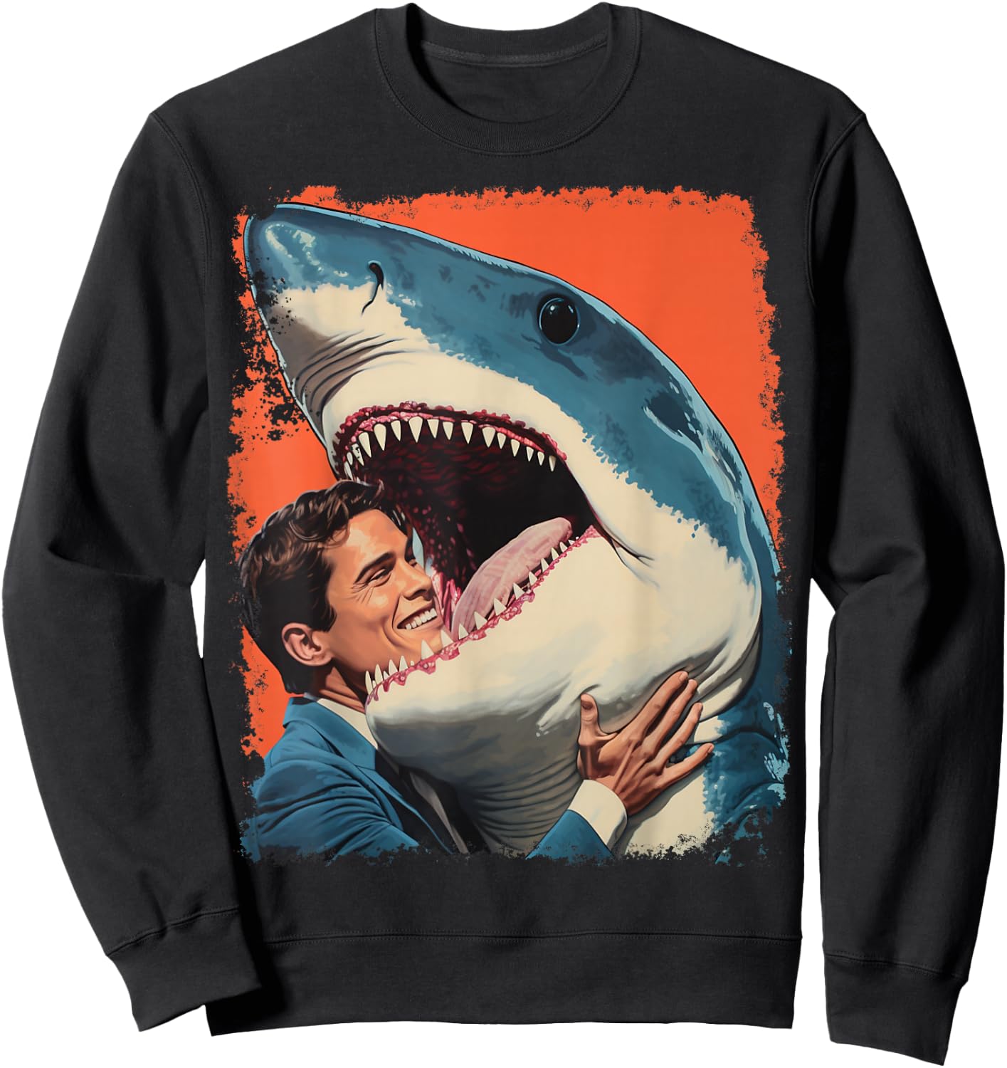 Pop Art Weird Funny Shark Meme Sweatshirt - Sweatshirt | Black