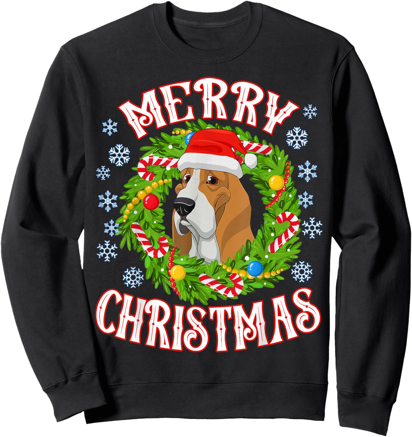 Basset Hound Santa Doggy Christmas Spirit Of Holiday Sweatshirt - Sweatshirt | Black