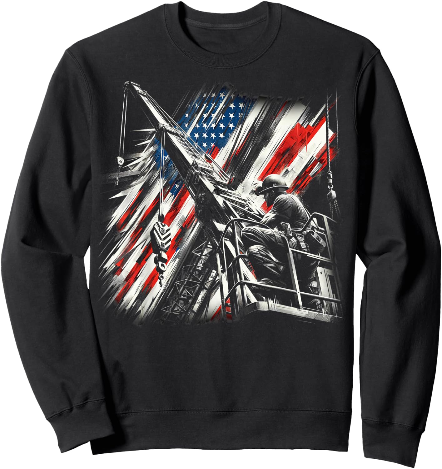 crane operator American Flag, crane operator Sweatshirt - Sweatshirt | Black