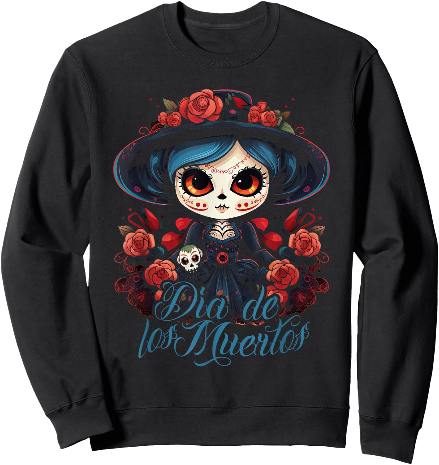 La Catrina Dress Stylish Day of the Dead Costume La Catrina Sweatshirt - Sweatshirt | Black