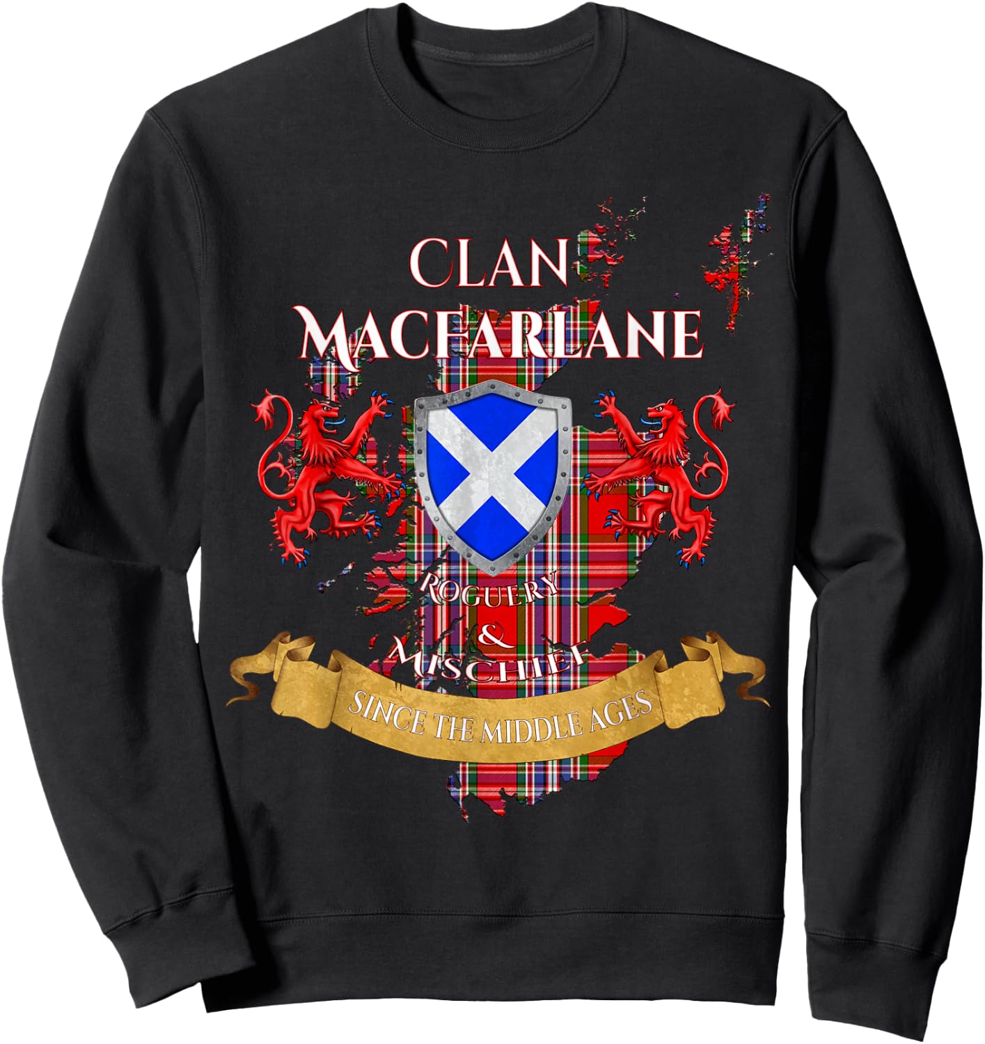 MacFarlane Scottish Family Clan Middle Ages Mischief Sweatshirt - Sweatshirt | Black