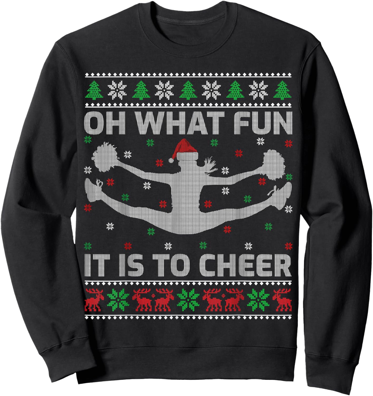 Oh What Fun It is to Cheer Ugly Cheerleading Christmas Sweatshirt - Sweatshirt | Black
