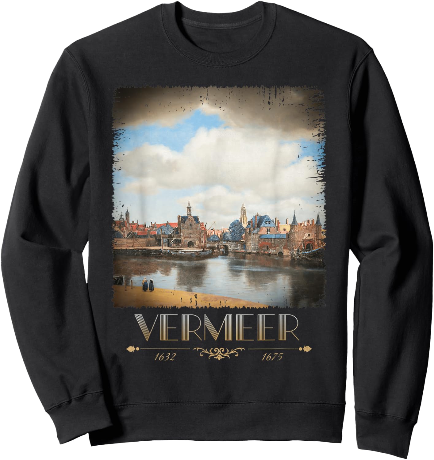 Jan Vermeer View of Delft Baroque Painting Cool Art Sweatshirt - Sweatshirt | Black