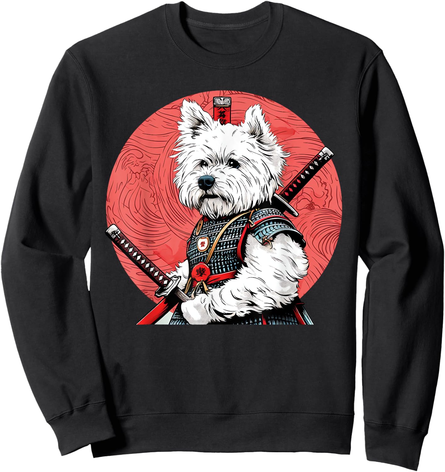 West Highland White Terrier Samurai Funny Dog Warrior Men Women Kids Sweatshirt - Sweatshirt | Black