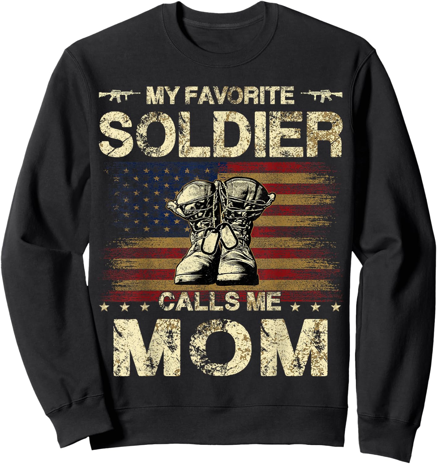 Army Family Matching Combat Boots Clothings Proud Army Mom Sweatshirt - Sweatshirt | Black