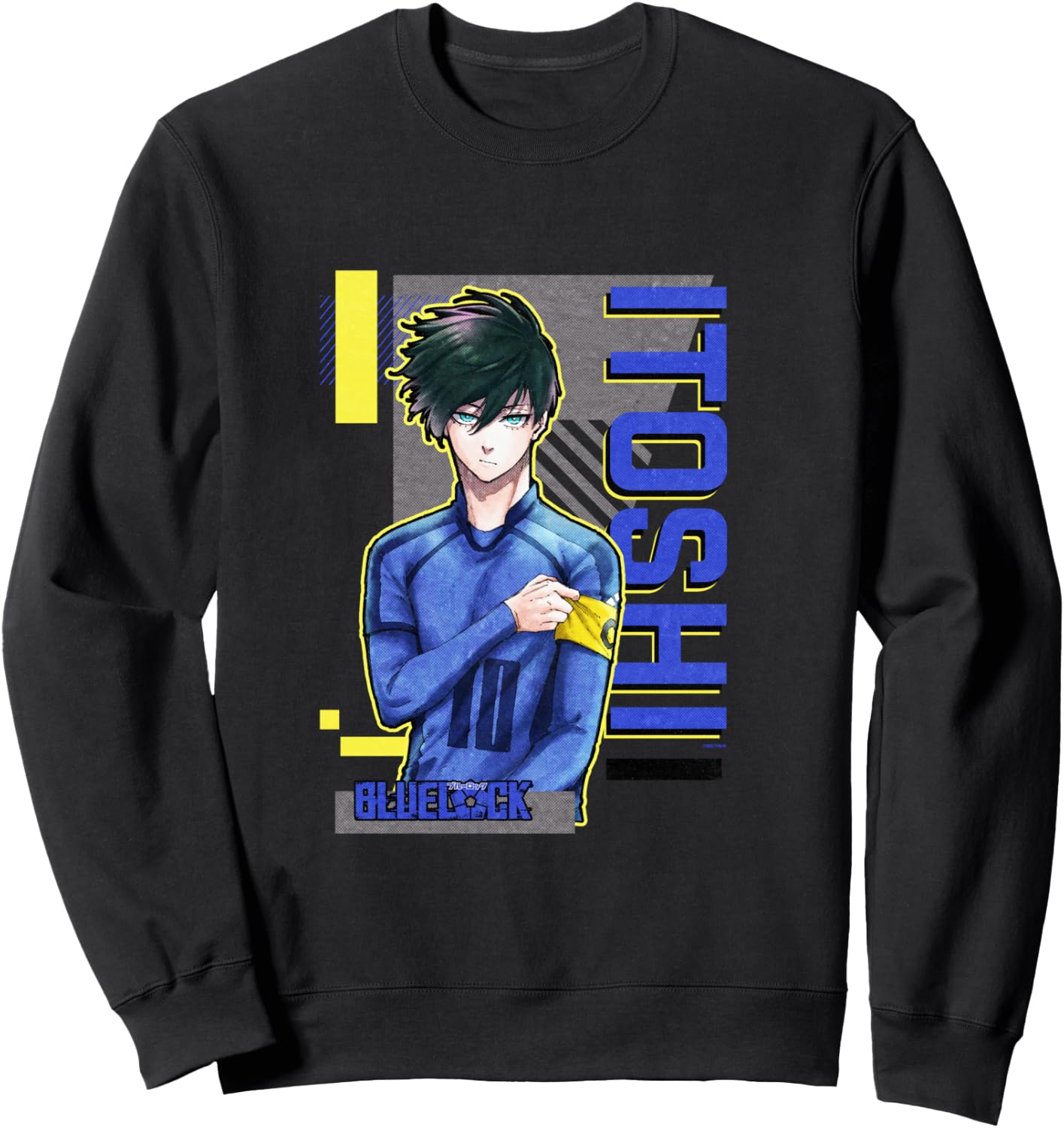 Blue Lock Rin Itoshi The Captain Big Chest Neon Portrait Sweatshirt - Sweatshirt | Black