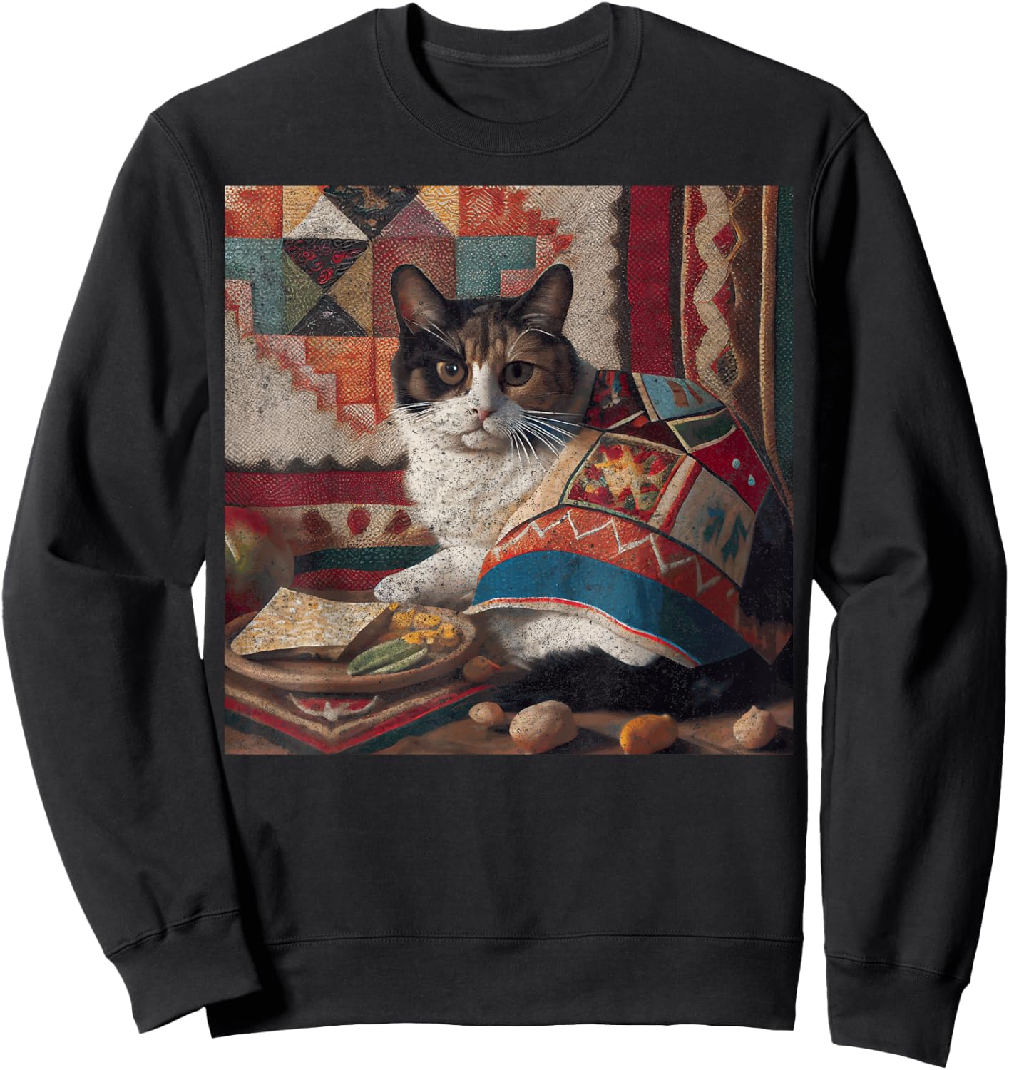 Cat Quilting Taco Men Women Girls Kids Sweatshirt - Sweatshirt | Black
