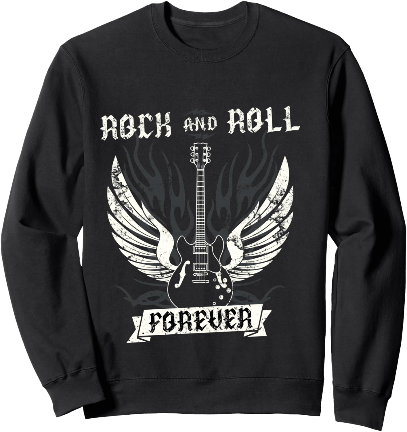 Guitar Wings 70s Vintage Retro 80s Rock & Roll Music Sweatshirt - Sweatshirt | Black