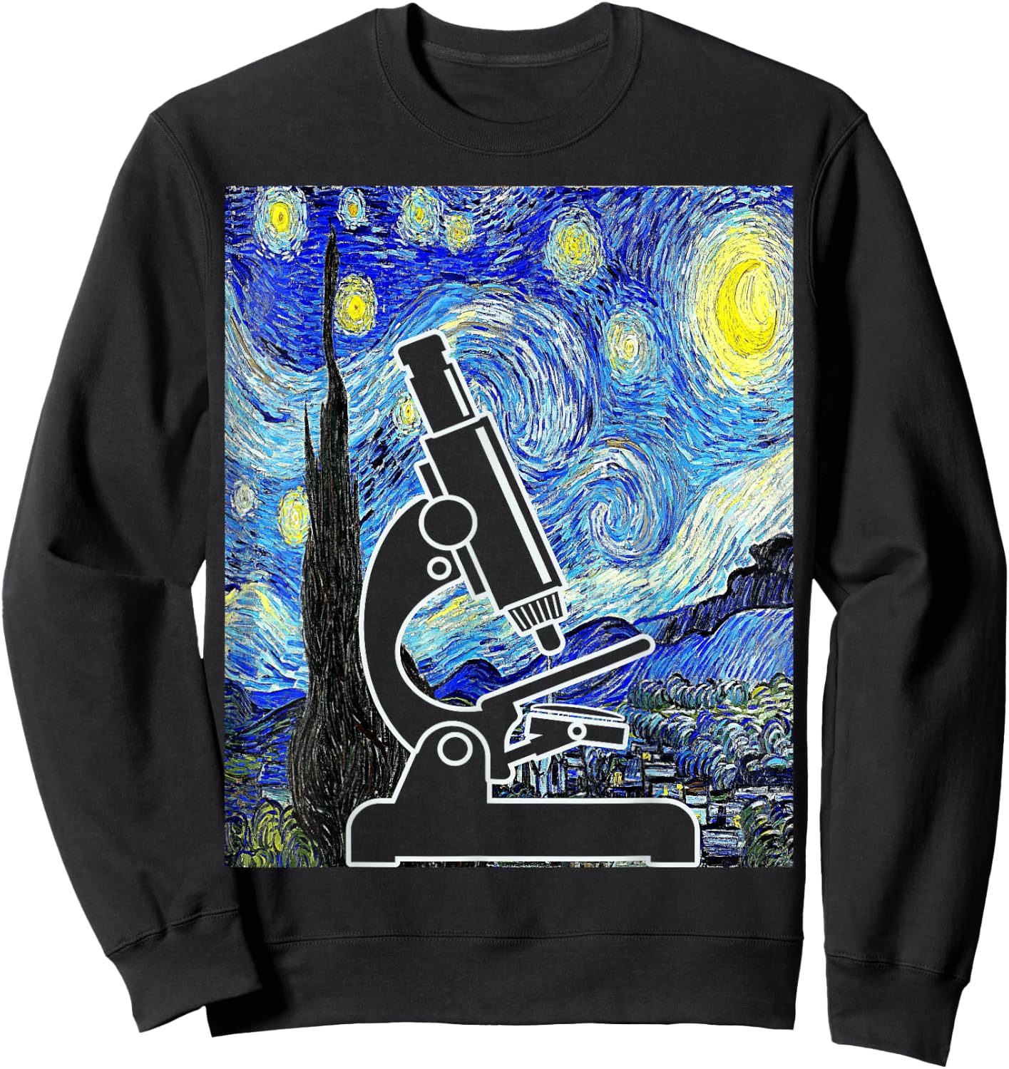 Microscope Starry Night Lab Scientist Lab Tech Biologist Sweatshirt - Sweatshirt | Black