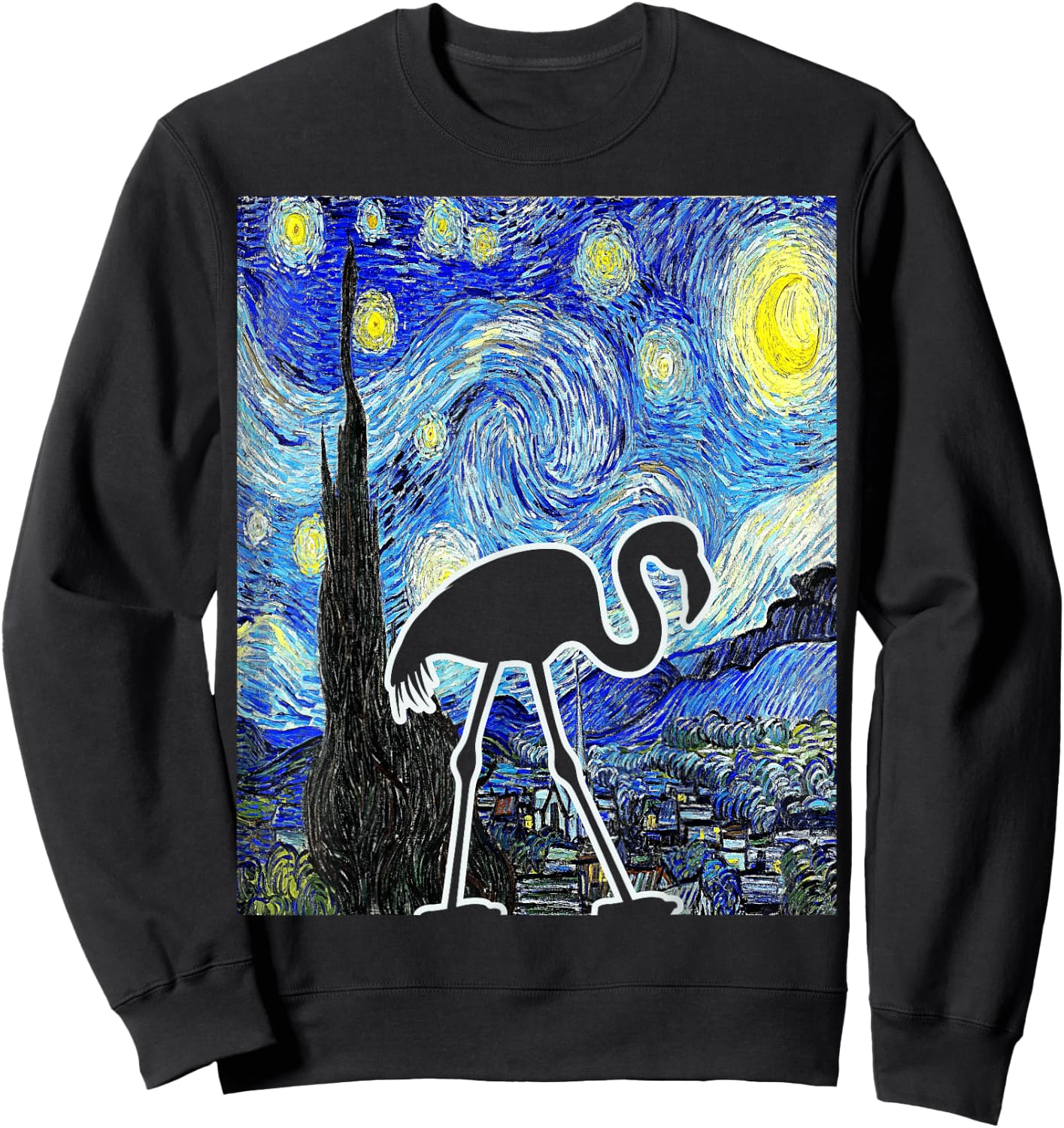 Flamingo Starry Night Flamingo Lover Van Gogh Flamingo Bird Sweatshirt - Sweatshirt | Black