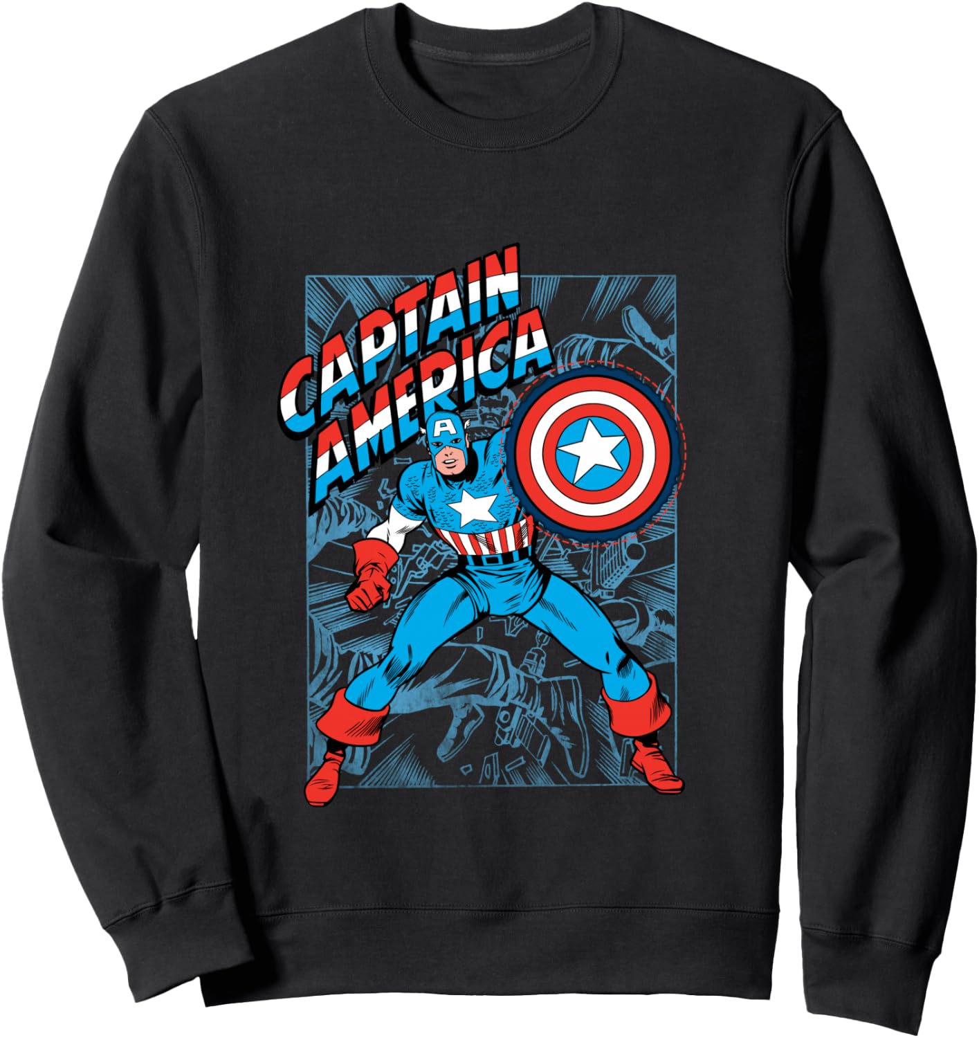 Marvel Comics Retro Classic Captain America Comic Book Cover Sweatshirt - Sweatshirt | Black