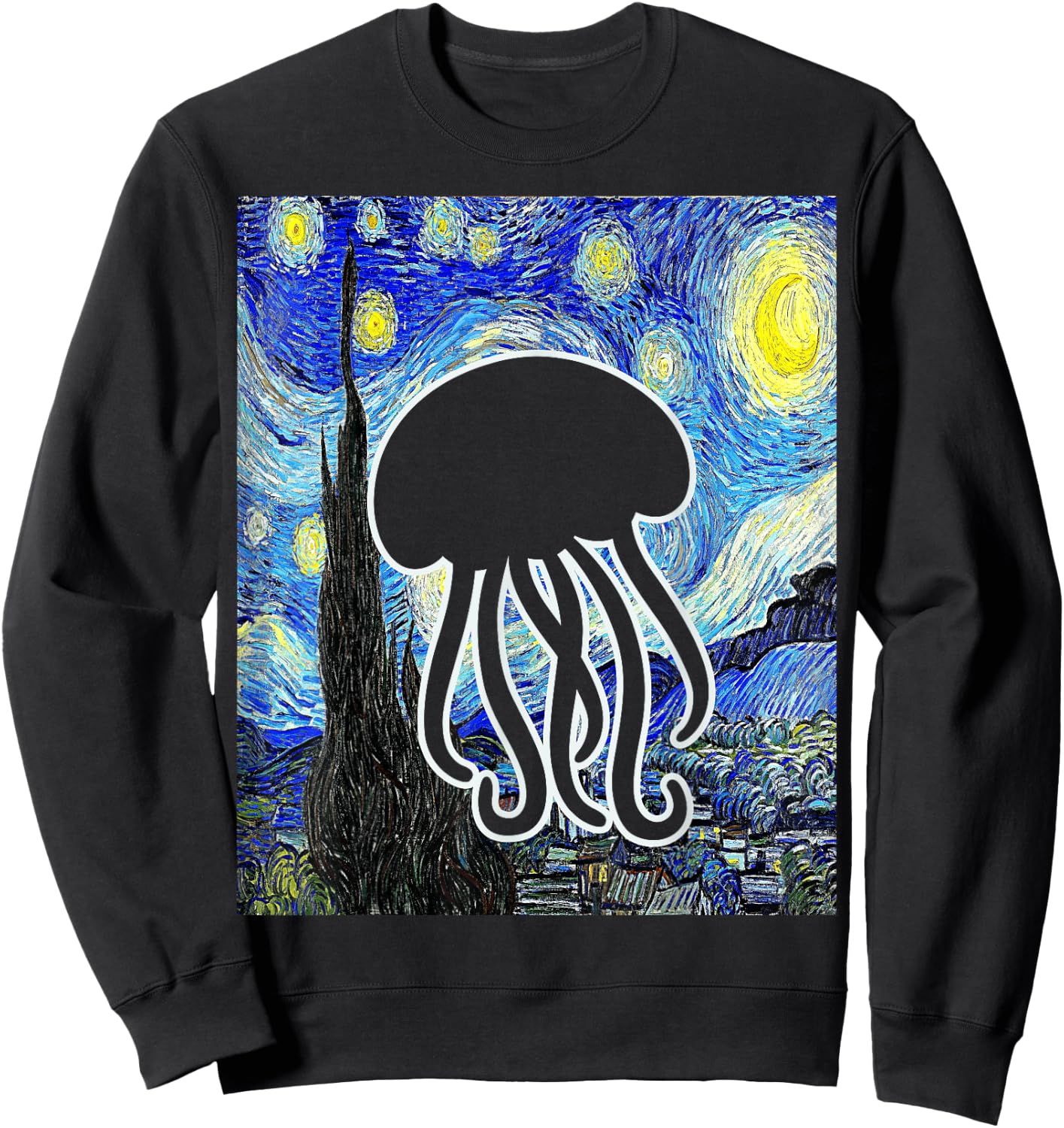 Jellyfish Starry Night Van Gogh Oceanology Jellyfish Lover Sweatshirt - Sweatshirt | Black