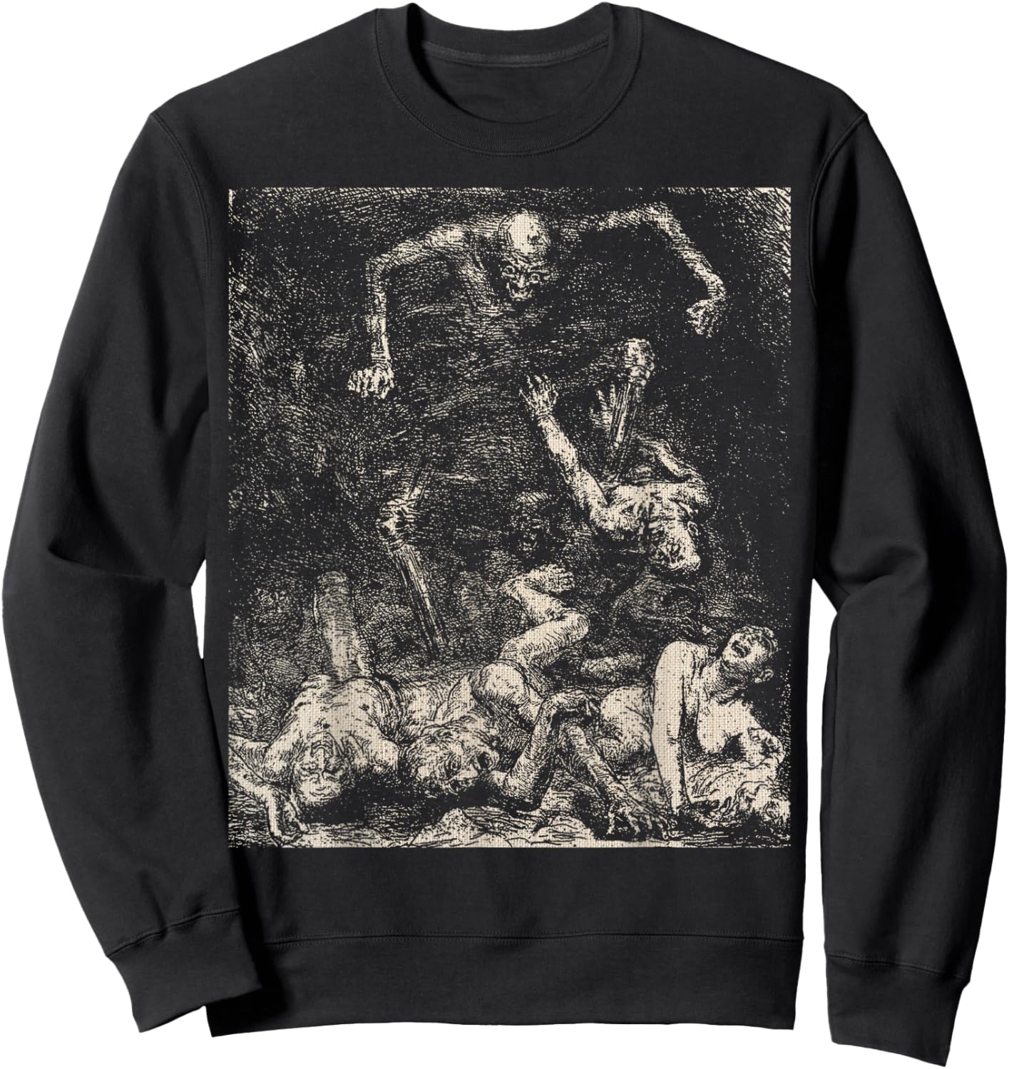 Retro Halloween Evil Demon Rise From the Dead Creepy Macabre Sweatshirt - Sweatshirt | Black