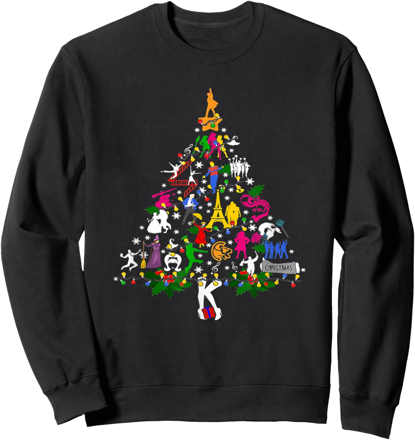 Broadway Musical Theatre Christmas Tree Funny Xmas Sweatshirt - Sweatshirt | Black