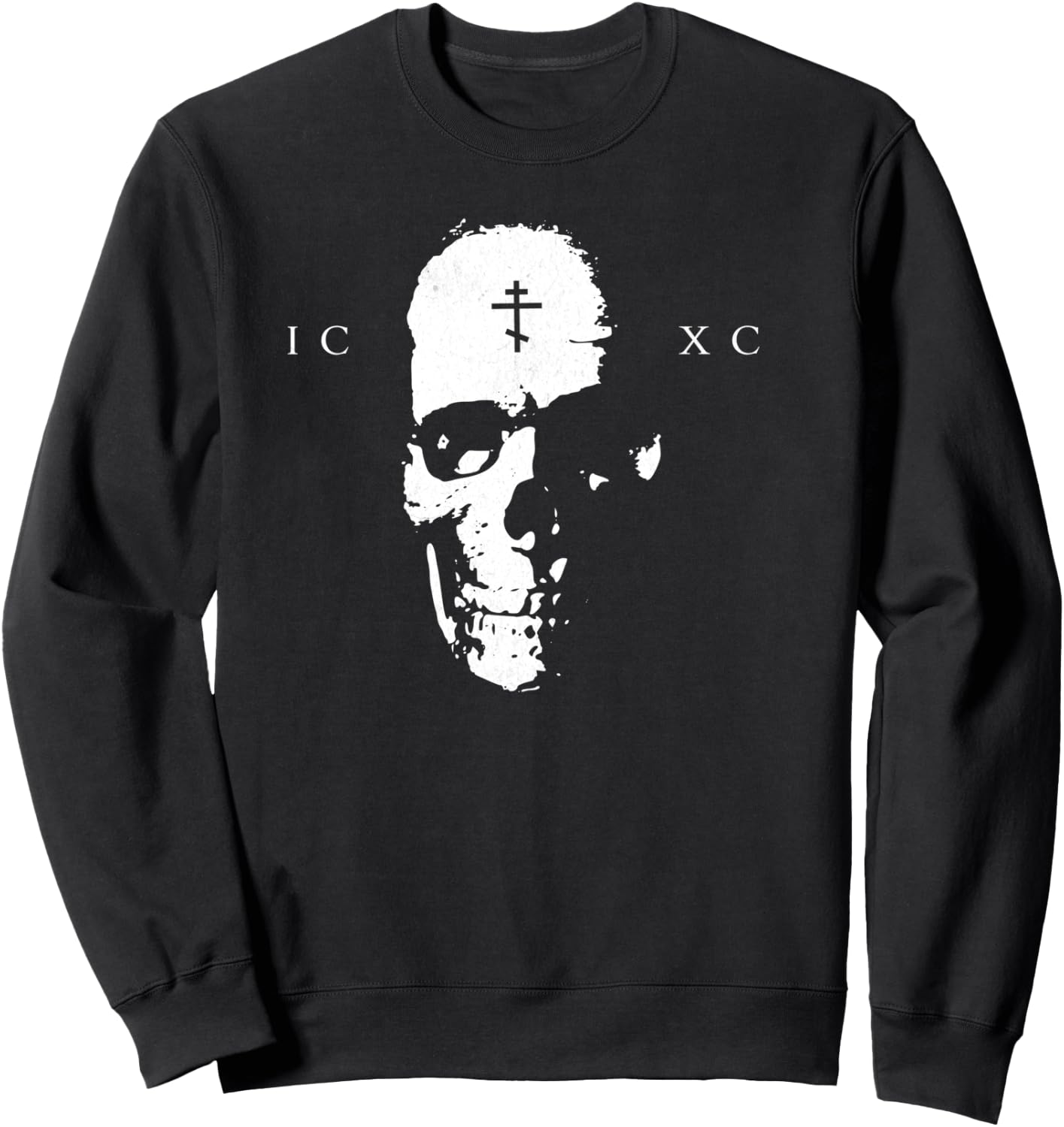 ICXC, Orthodox Christian Skull Sweatshirt - Sweatshirt | Black