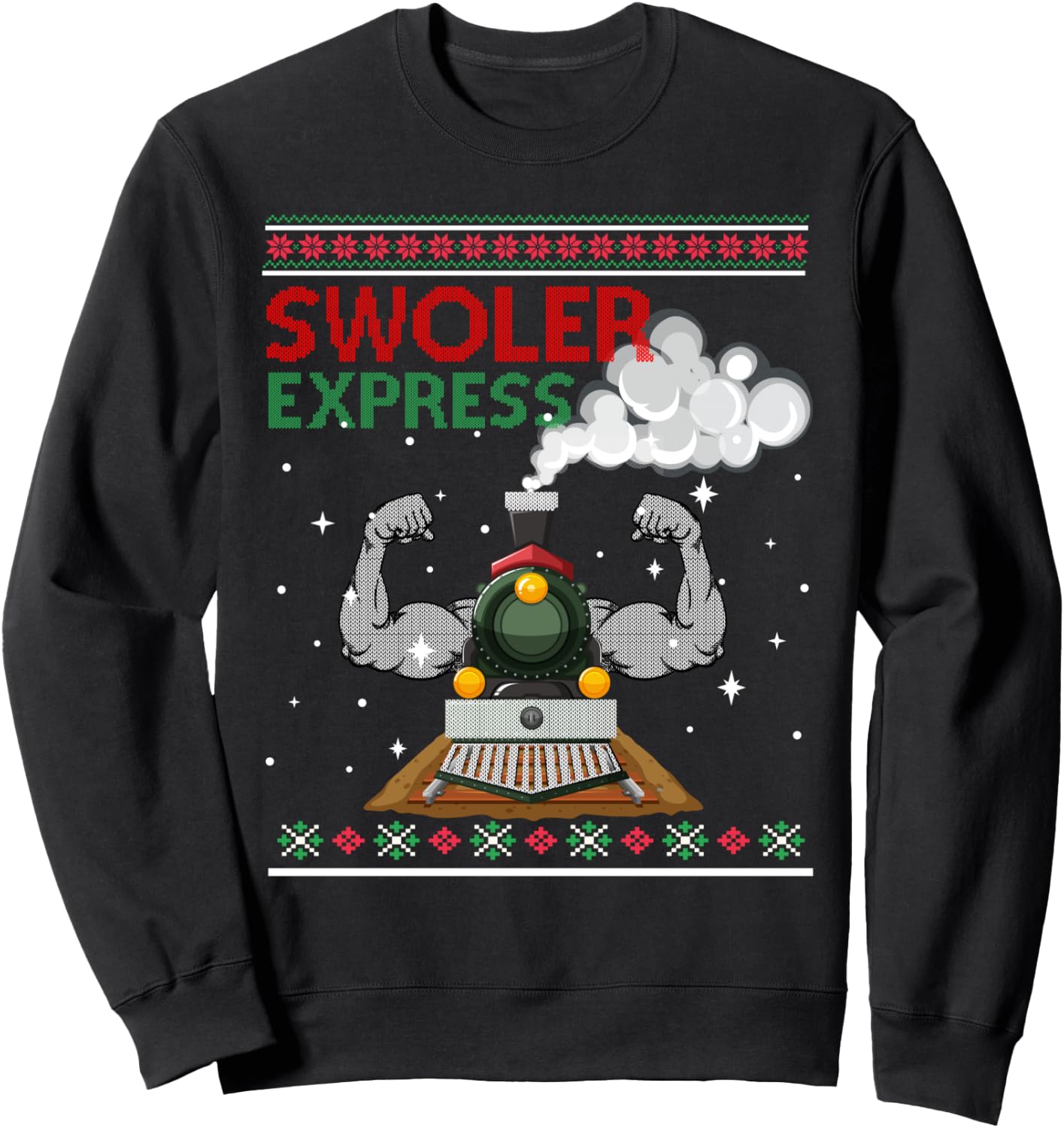 Swoler Express Ugly Christmas Season Train Sweatshirt - Sweatshirt | Black