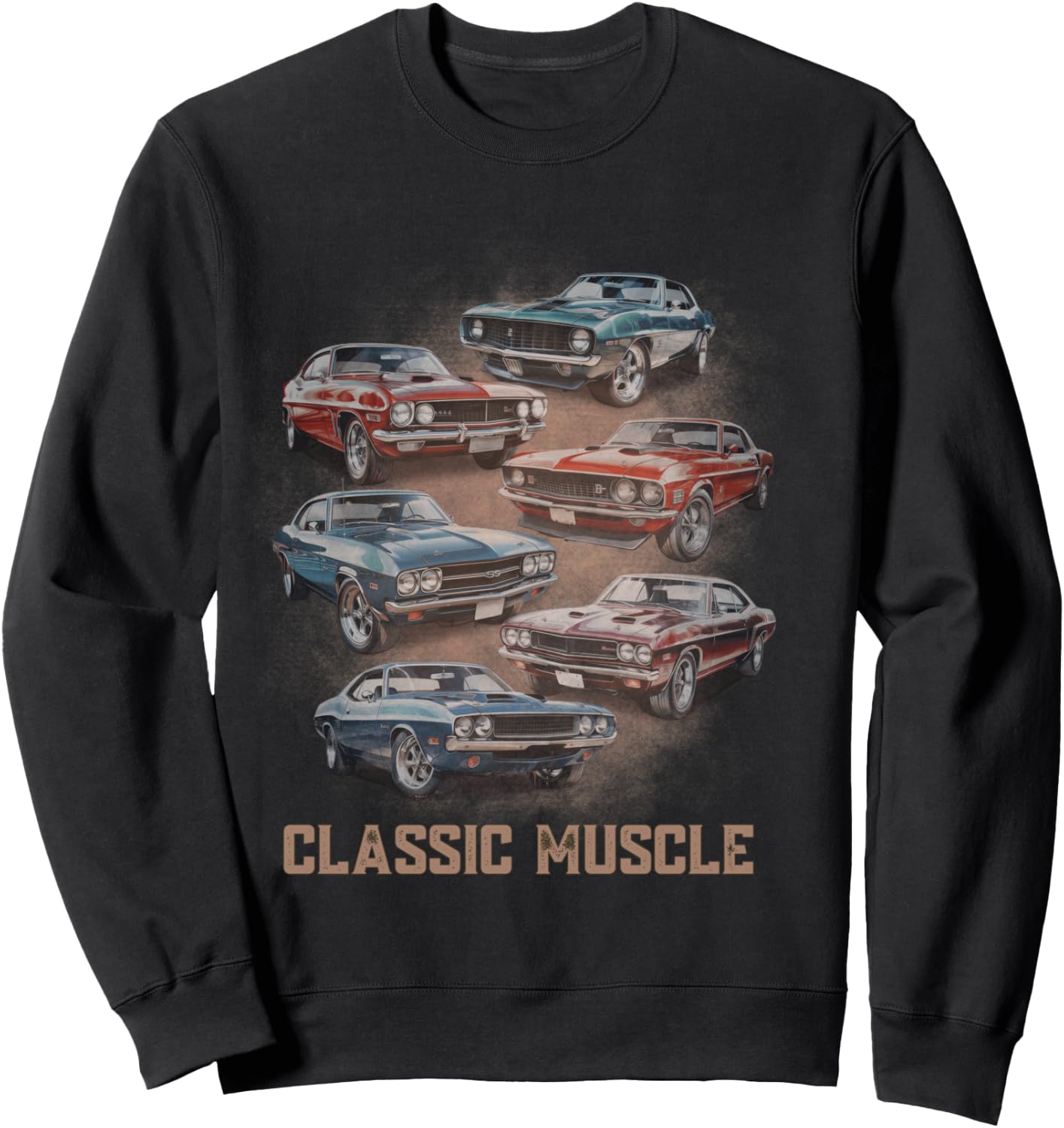 American Car Classic Muscle Car Vintage Novelty Retro Design Sweatshirt - Sweatshirt | Black