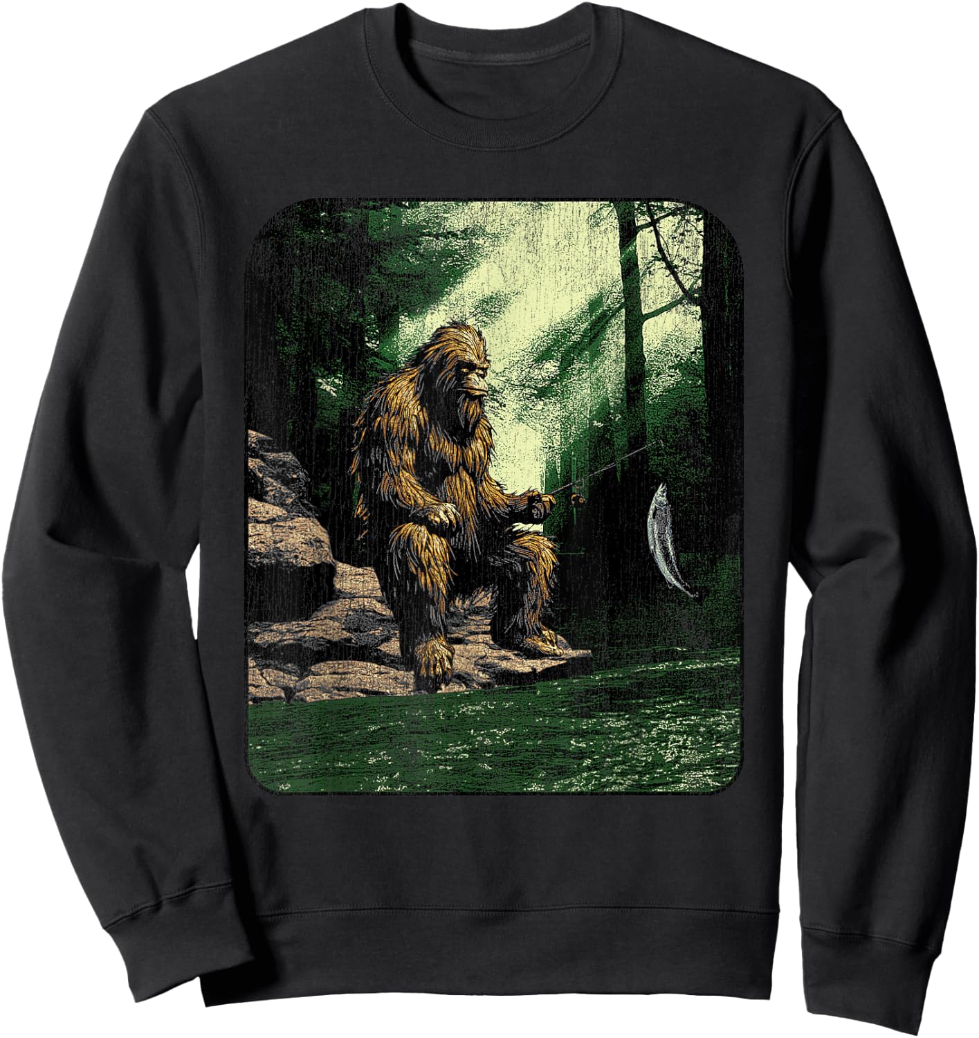 Big foot fishing, cool fishing fisher men Sweatshirt - Sweatshirt | Black
