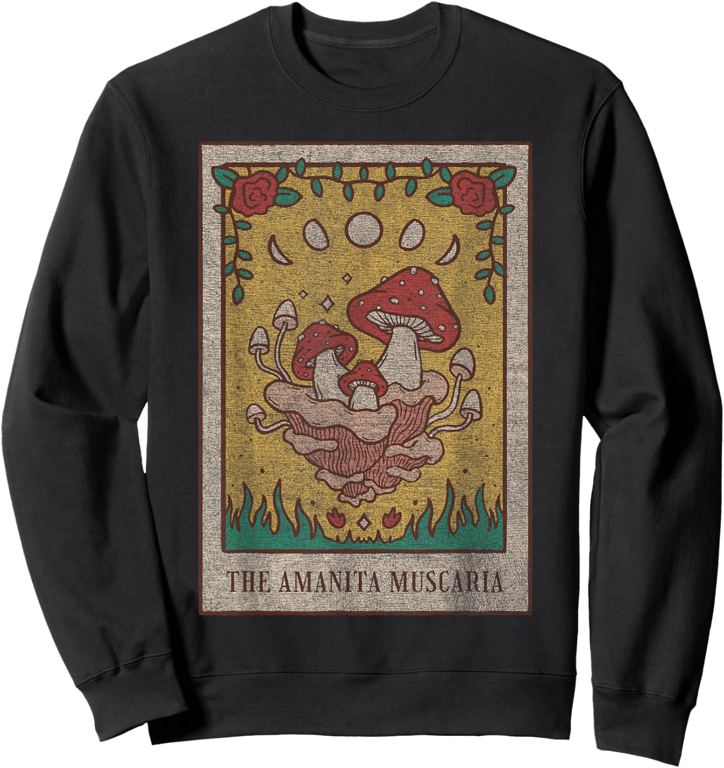 Fairy Grunge Fairycore Aesthetic Mushroom Tarot Alt Clothes Small Sweatshirt - Sweatshirt | Black