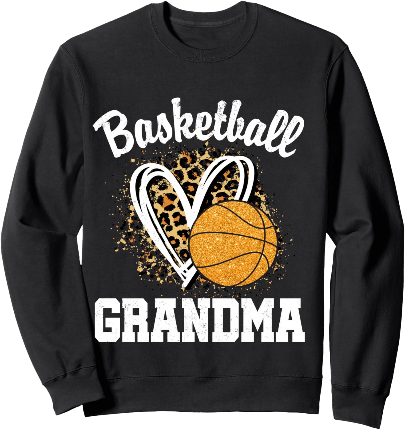 Basketball Grandma Leopard Heart Sweatshirt - Sweatshirt | Black