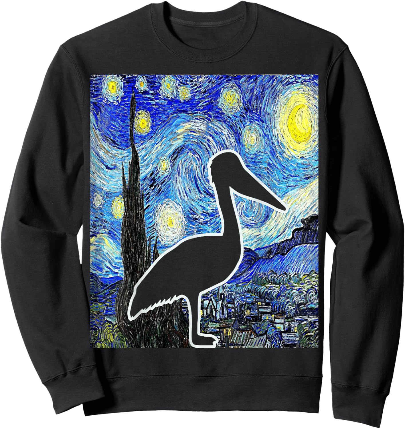 Pelican Starry Night Pelican Lover Pelican Birdwatching Sweatshirt - Sweatshirt | Black