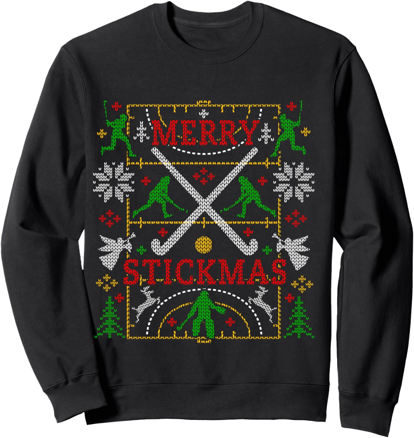 Funny Field Hockey Ugly Christmas Sweater Party Xmas Gifts Sweatshirt - Sweatshirt | Black