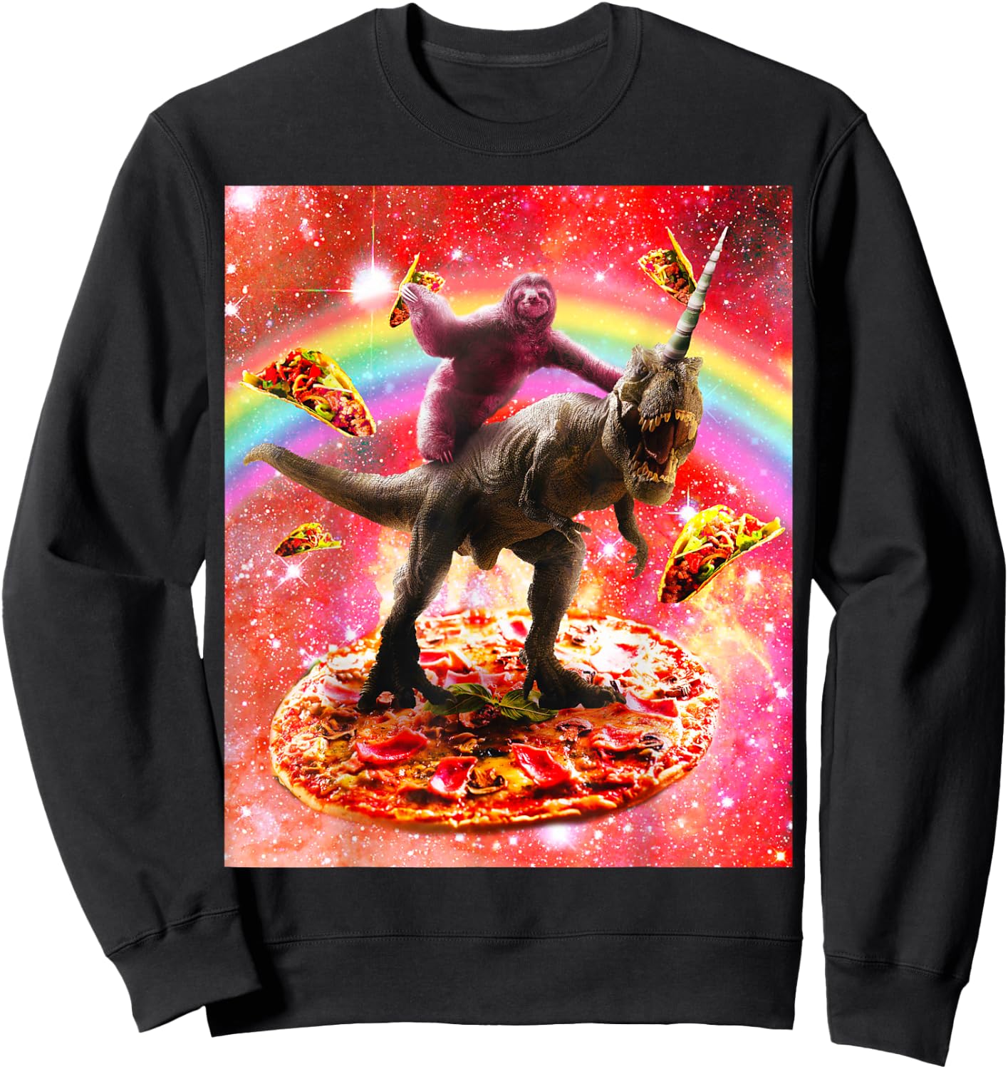 Unicorn dinosaur ride-on space sloth - Pizza e Sweatshirt - Sweatshirt | Black
