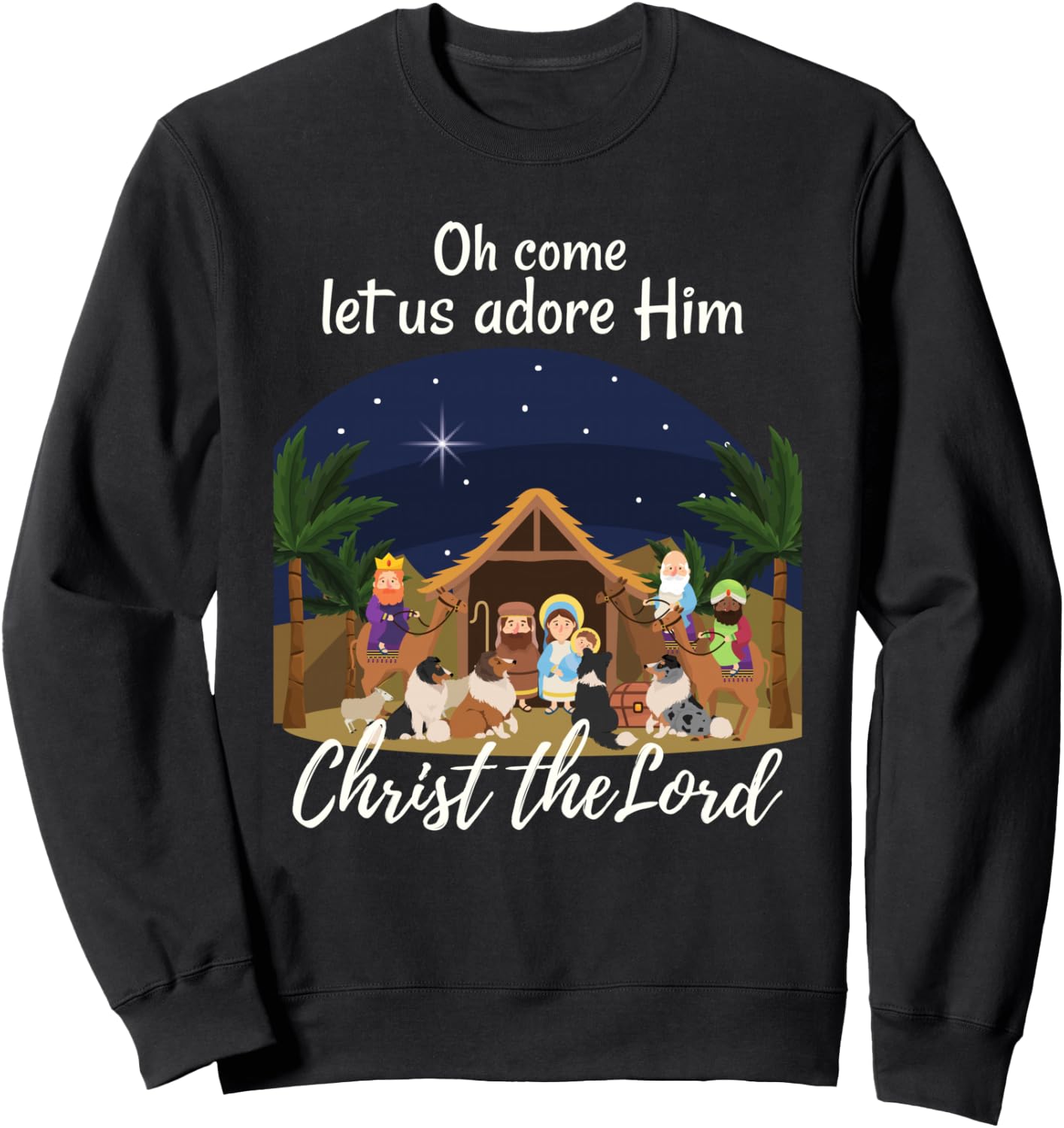 Sheltie Christmas Adorable Nativity with Shelties Sweatshirt - Sweatshirt | Black