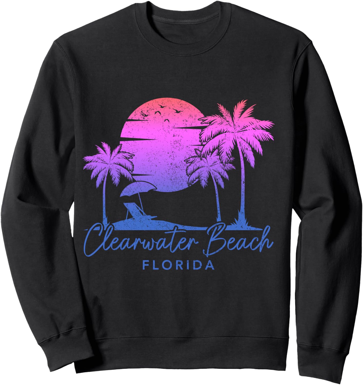 Clearwater Beach Florida FL Surfer Vintage Sunset Sweatshirt - Sweatshirt | Black