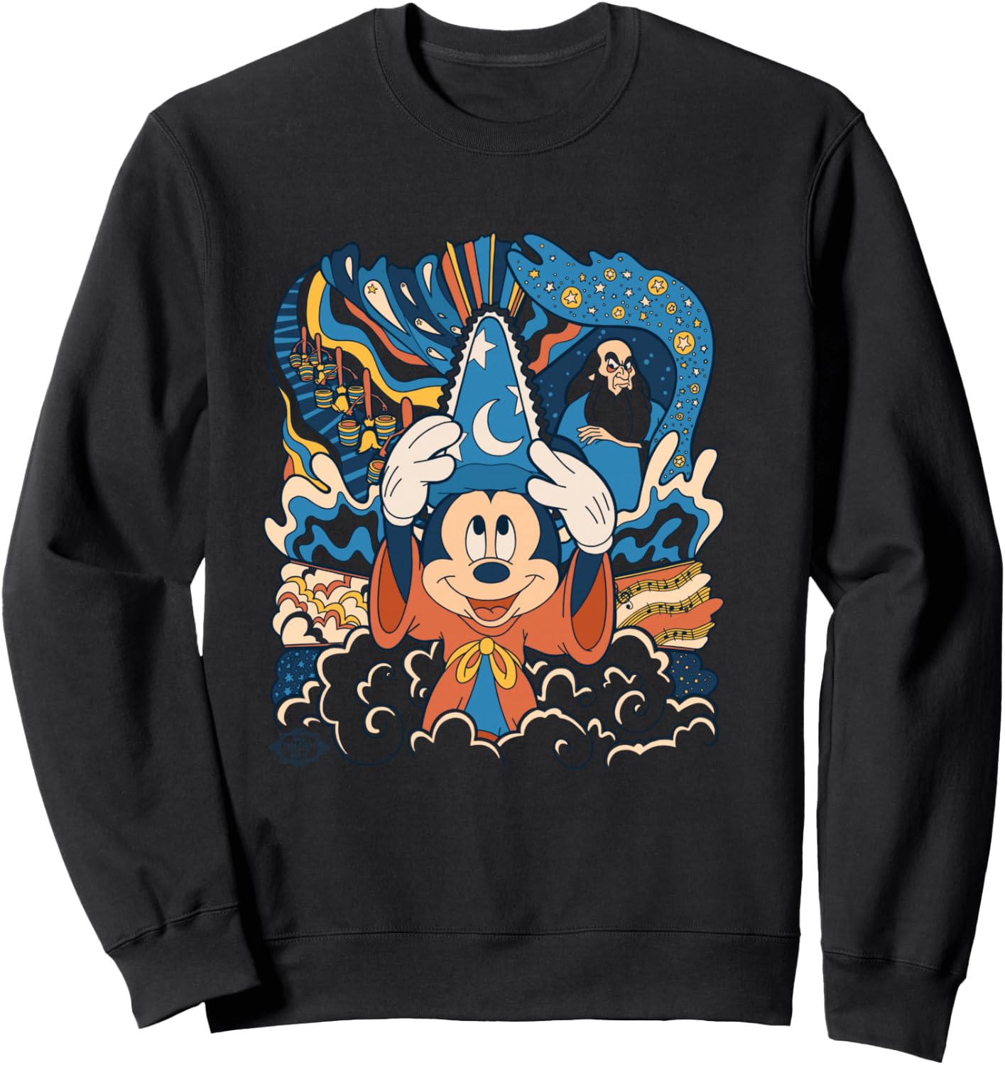 Disney Fantasia Mickey Mouse Sorcerer’s Apprentice Retro Sweatshirt - Sweatshirt | Black