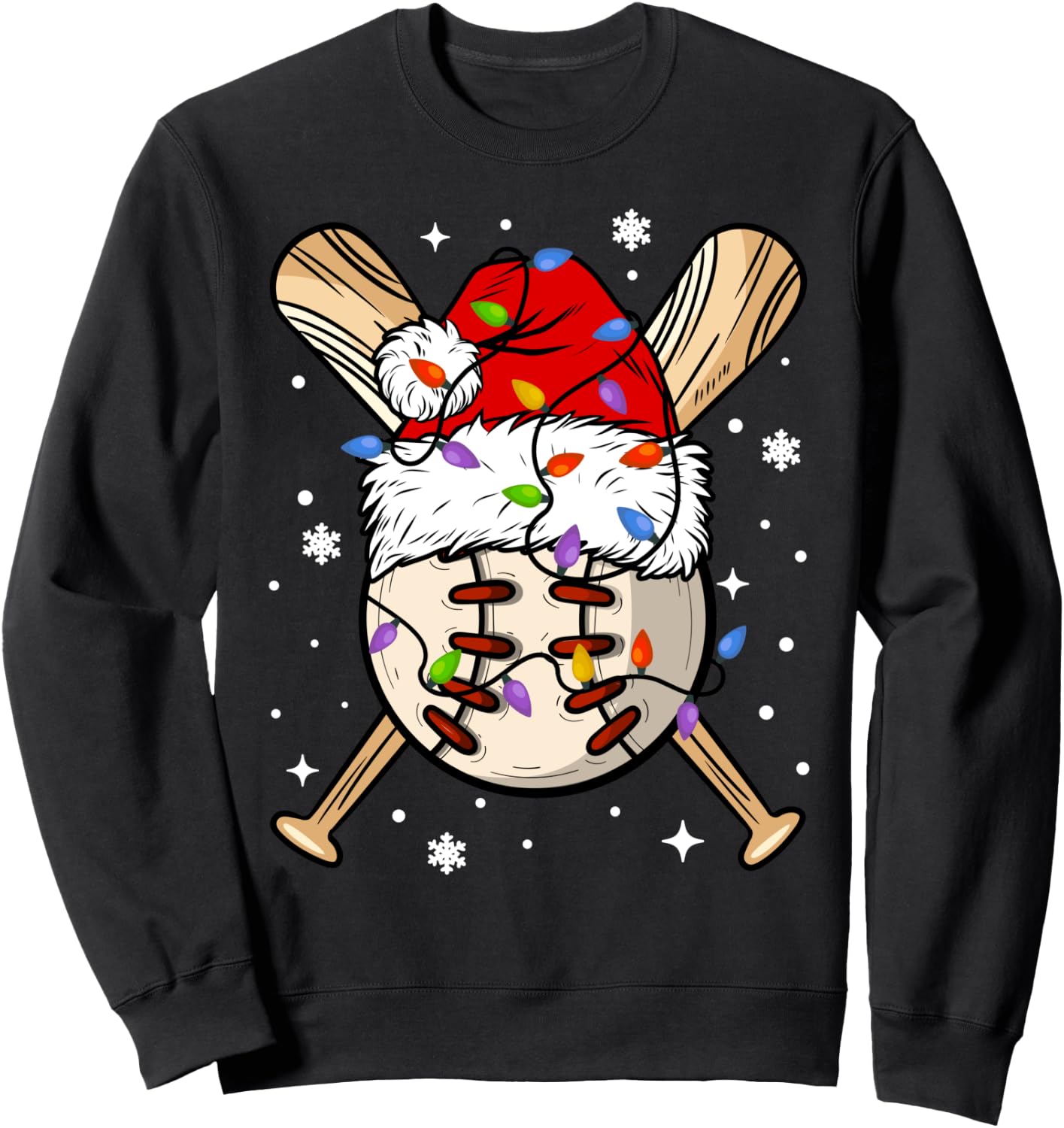 Baseball Snowman Balls Snow Christmas Xmas Women Sweatshirt - Sweatshirt | Black