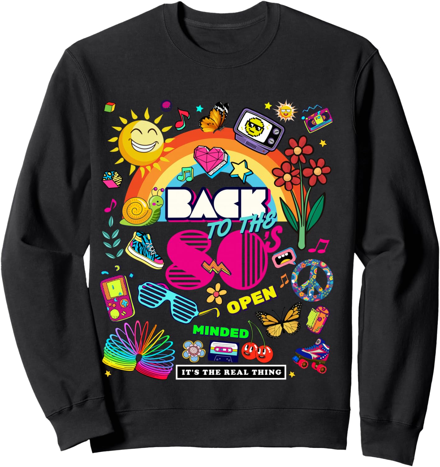 I Love 80's Retro Back To 80's Stuff Illustration Graphic Sweatshirt - Sweatshirt | Black